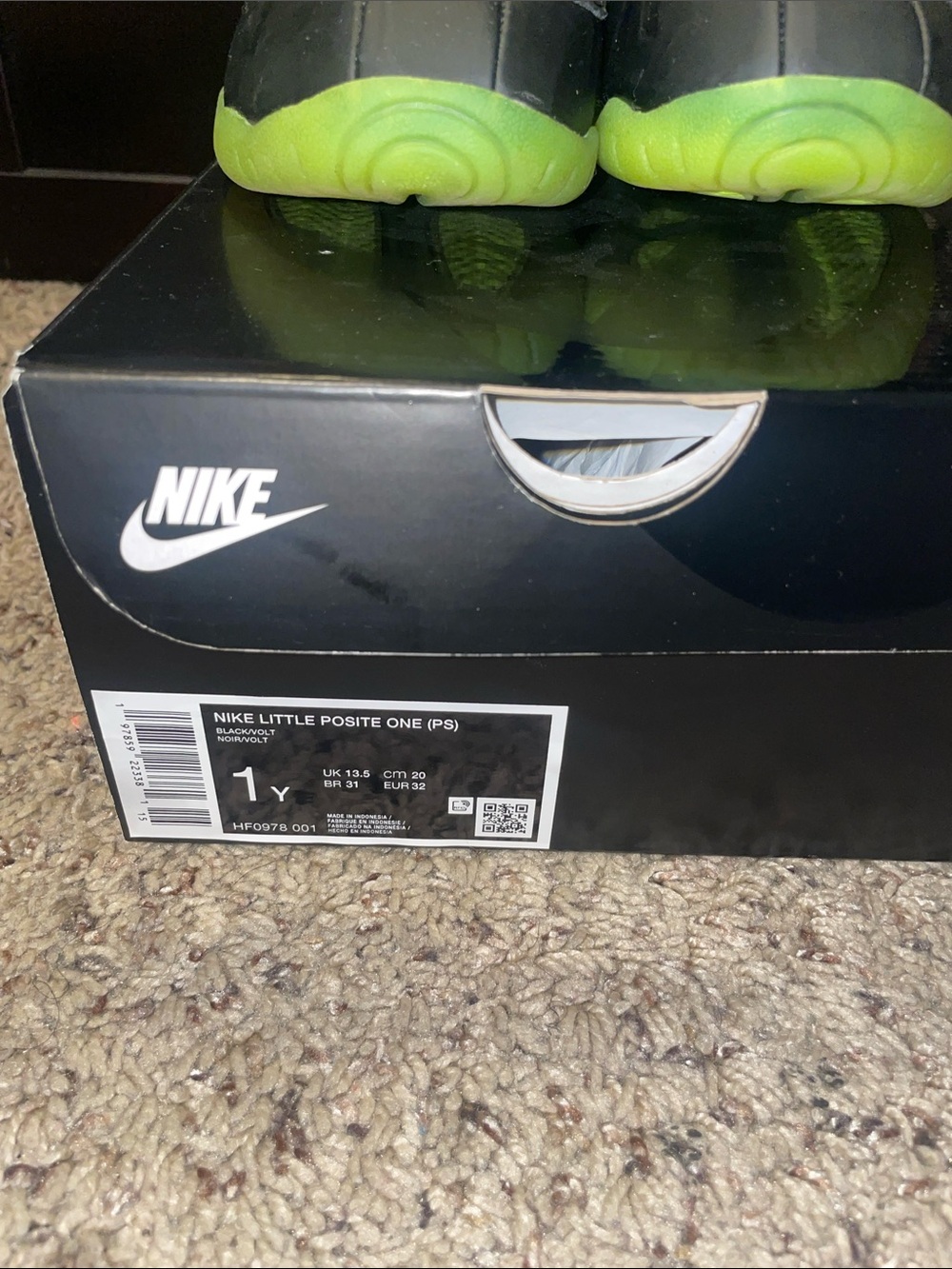 Nike Kids Sneakers - Black and Volt Green Accents